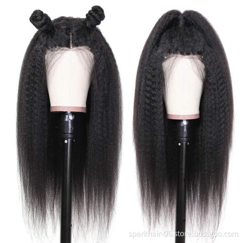 Cheap Wholesale Human Hair Wigs Lace Front Closure Yaki Full Virgin Brazilian Cuticle Aligned Lace Closure Human Hair Wigs